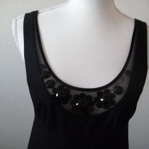 Rebecca Taylor Size 2 Beaded Black Mini Dress Zipper In Back U Shape Ne… - Picture 7 of 7